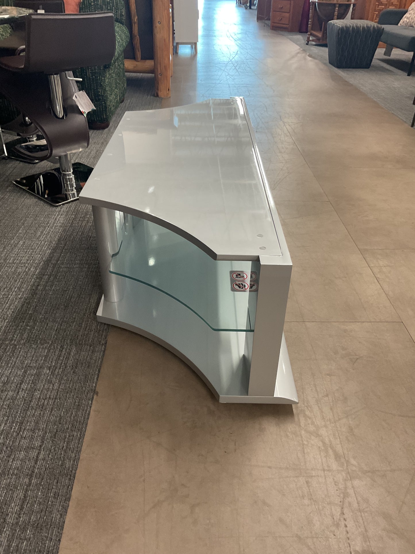 Modern TV Console W/Glass Shelf