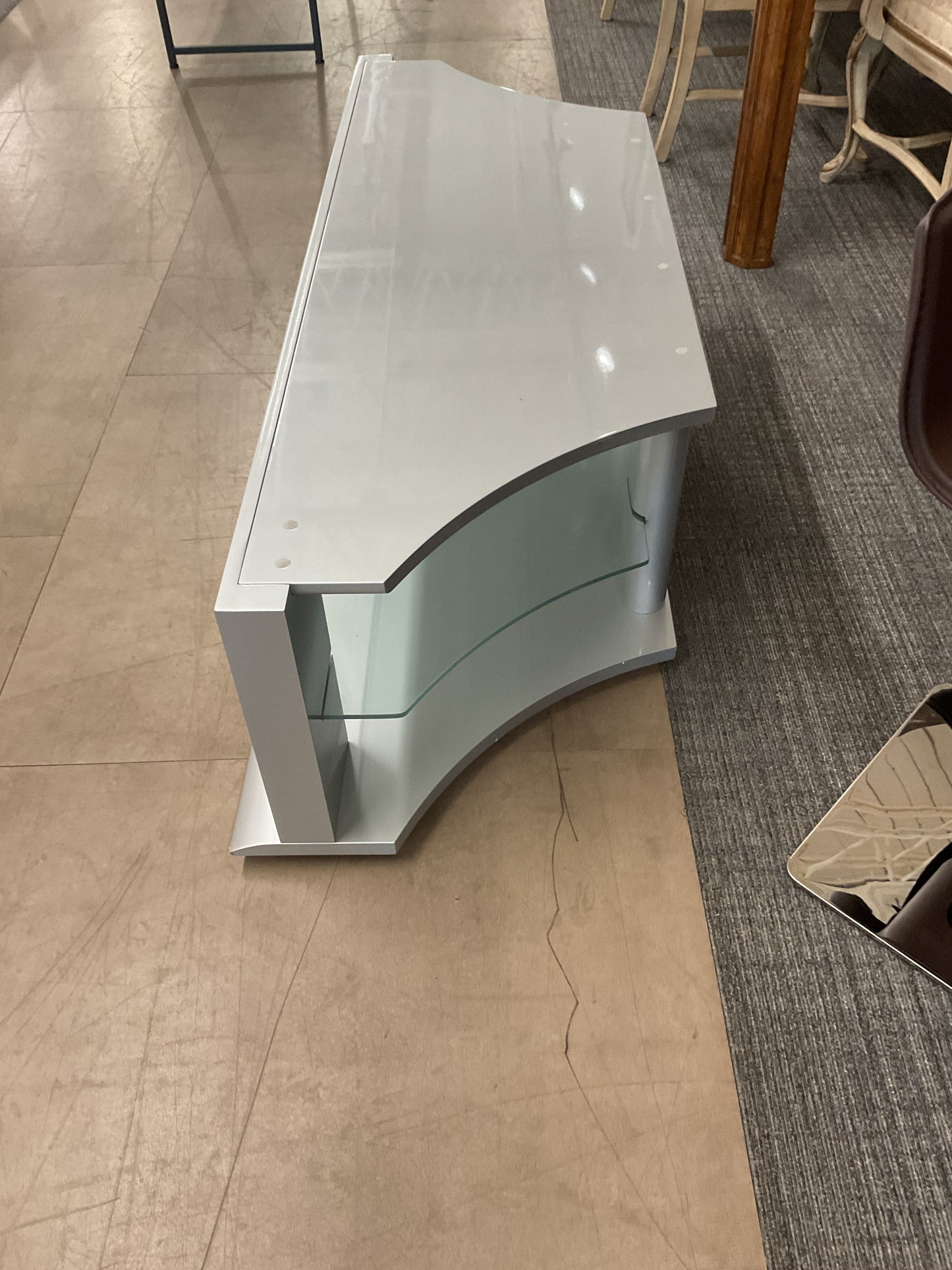 Modern TV Console W/Glass Shelf