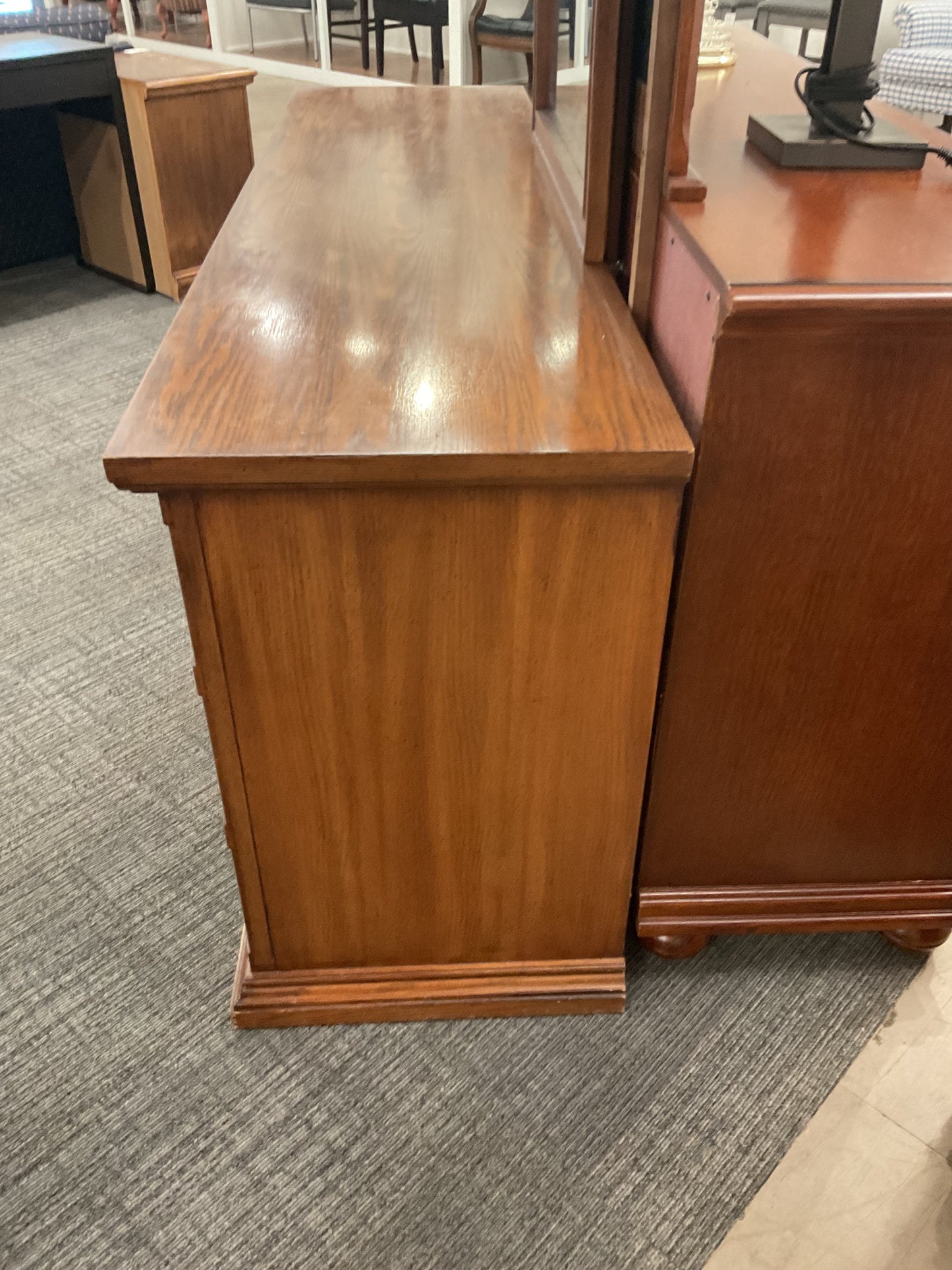 Ornate Wood Dresser W/Mirror