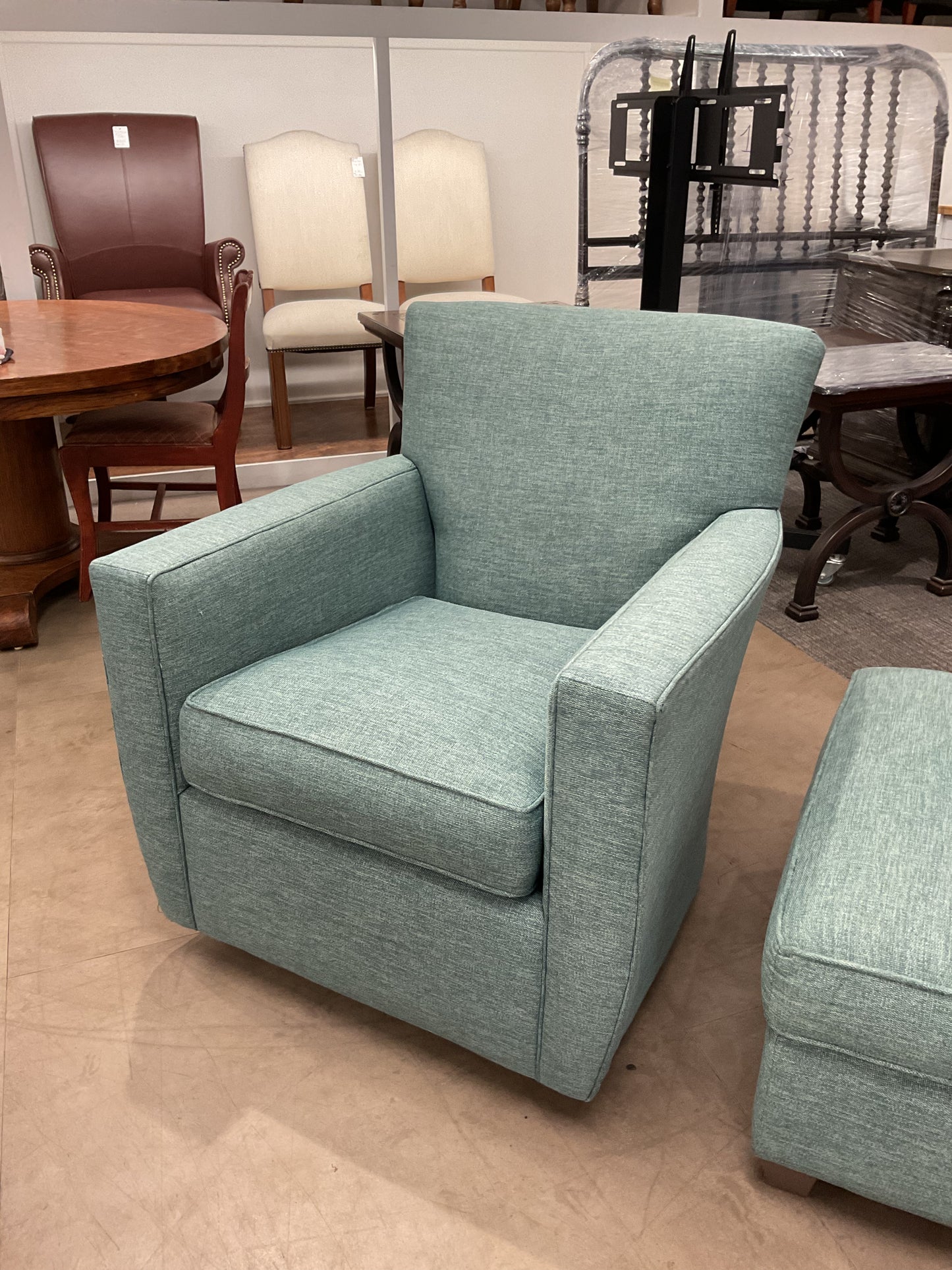 Blue Rocking Swivel W/ Ottoman