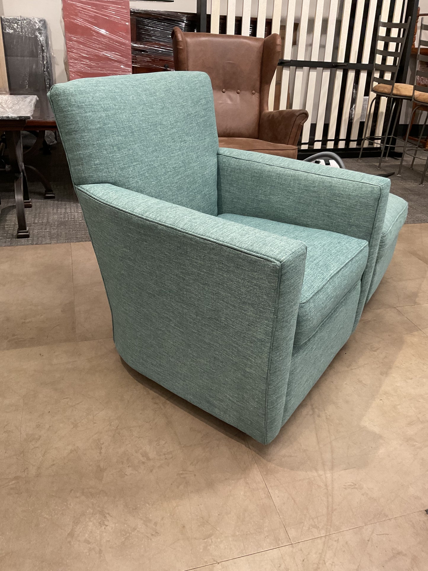 Blue Rocking Swivel W/ Ottoman