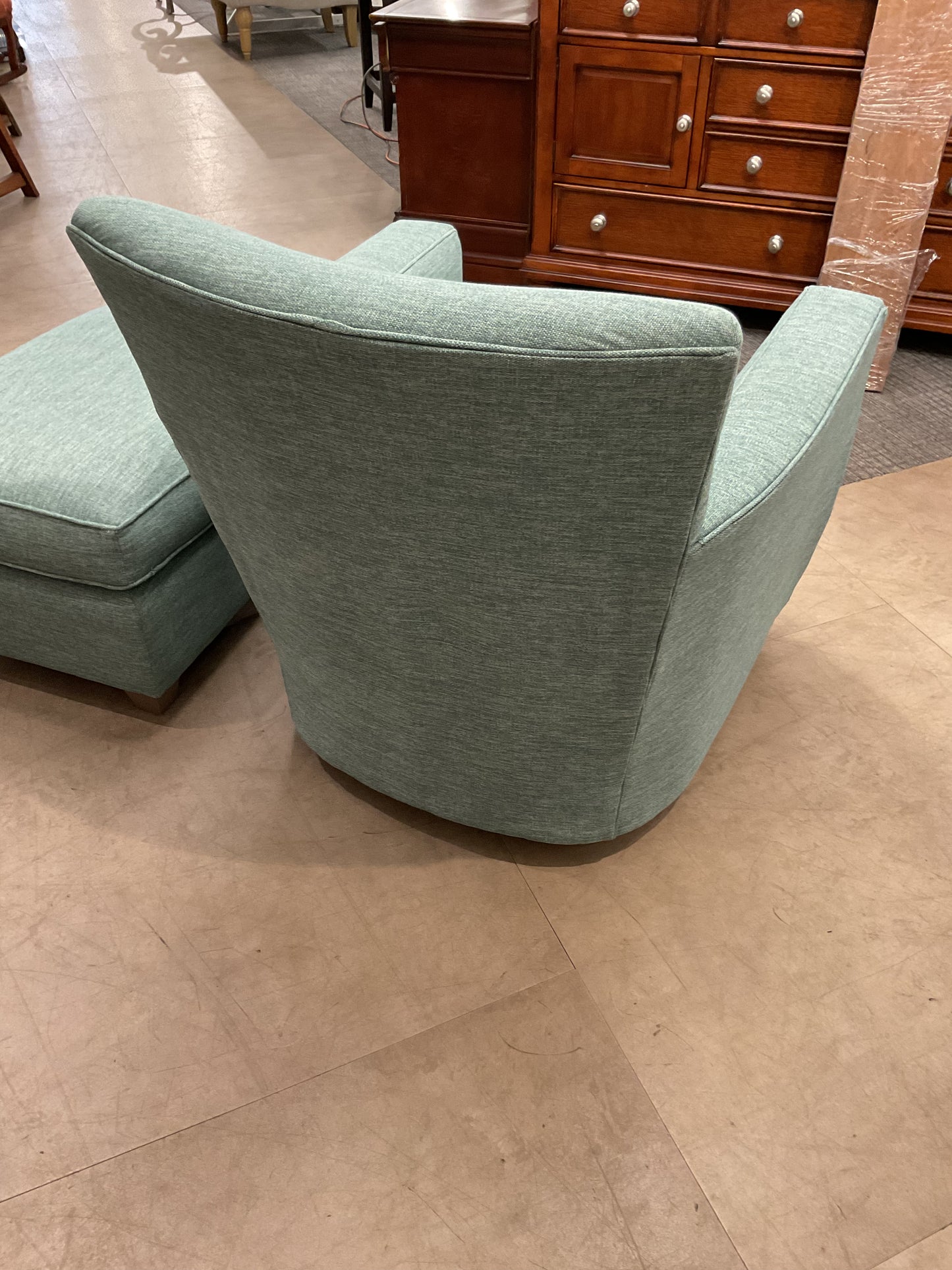 Blue Rocking Swivel W/ Ottoman