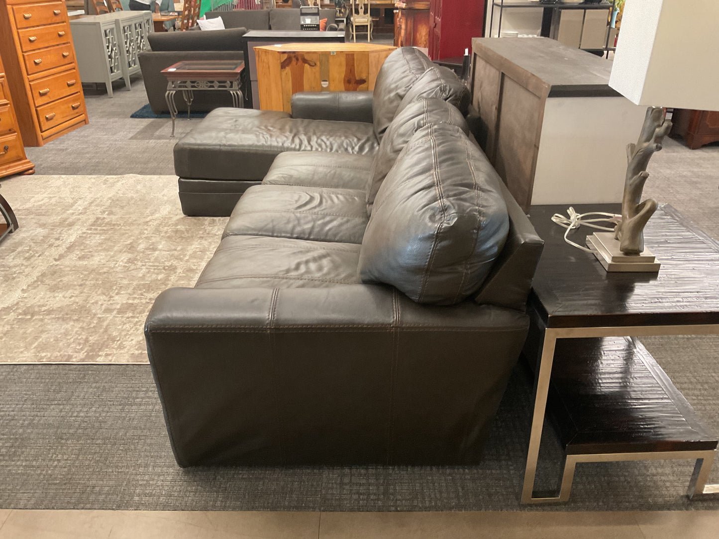 Dark Gray Sectional Sofa W/Chaise