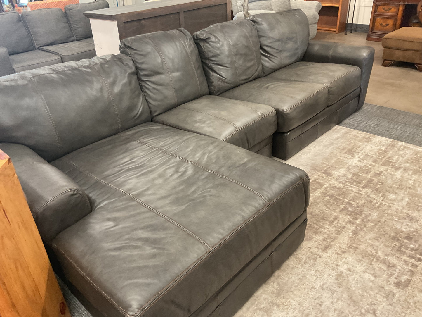 Dark Gray Sectional Sofa W/Chaise