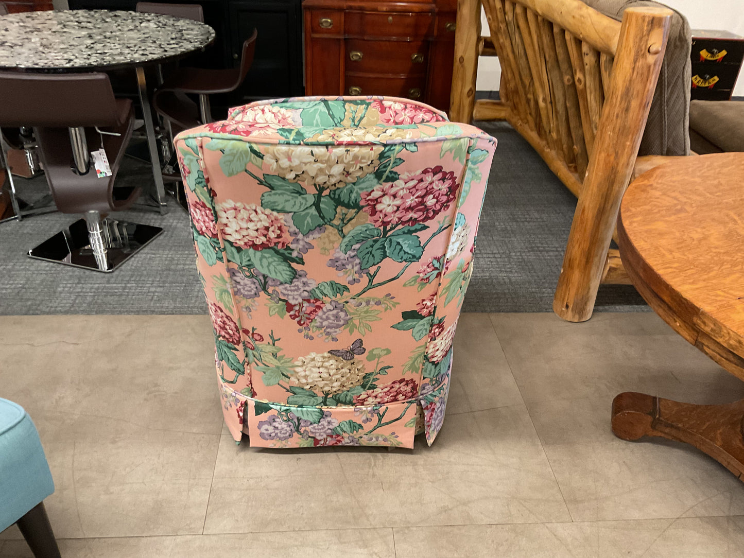 Pink Floral Swivel Rocking Chair
