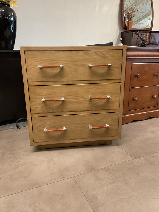Leather & Silver-Toned Nightstand