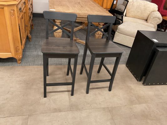 2 Dark X-Back Bar Stool Set