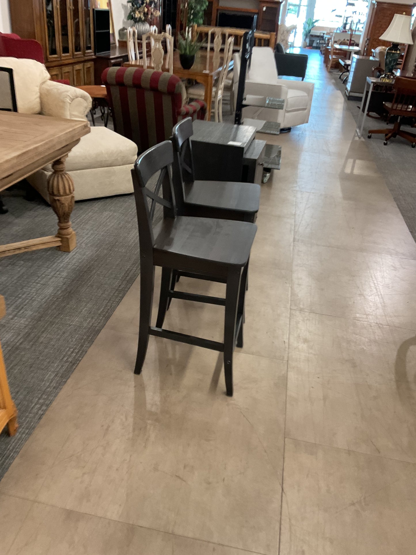 2 Dark X-Back Bar Stool Set