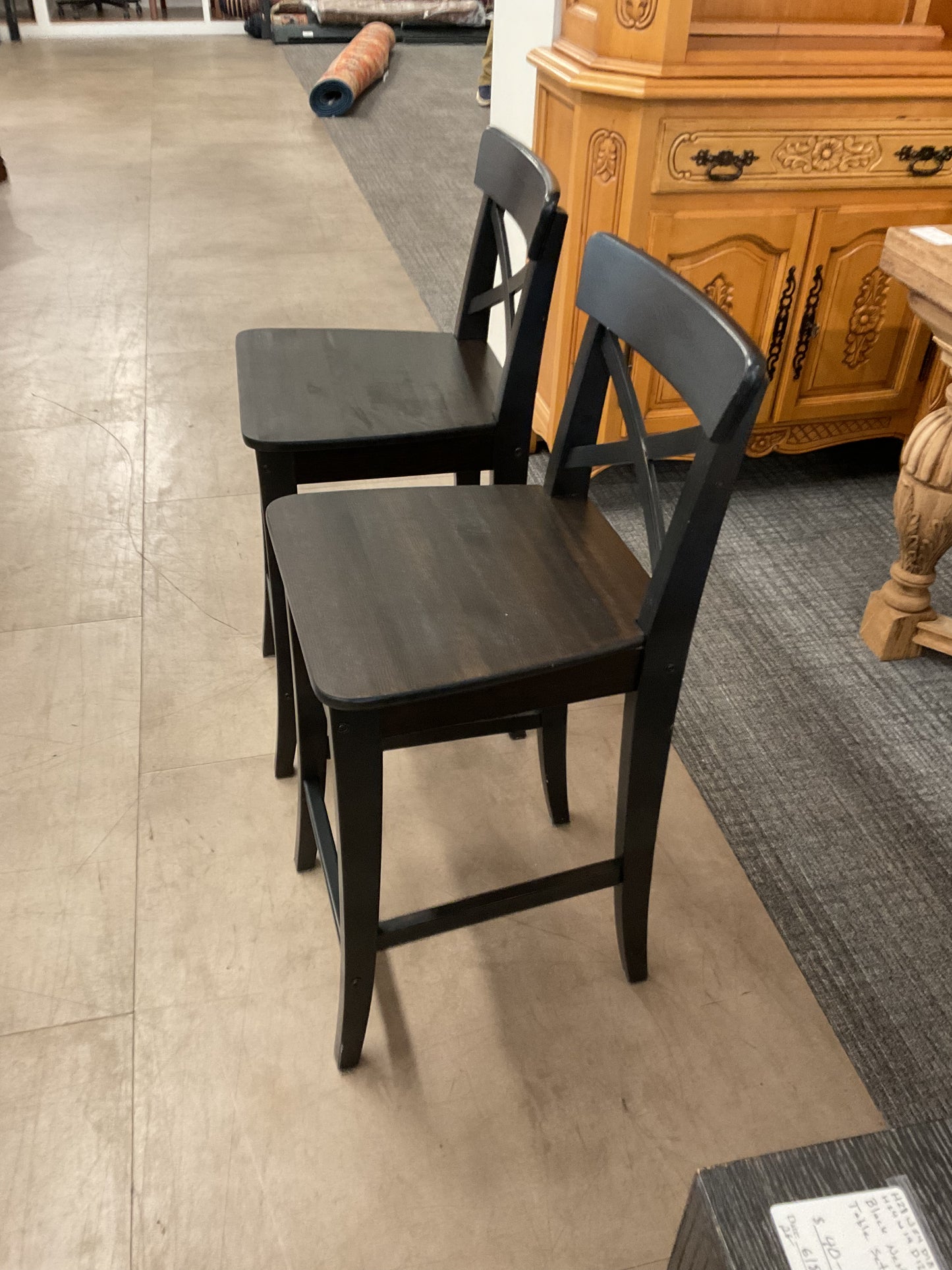 2 Dark X-Back Bar Stool Set
