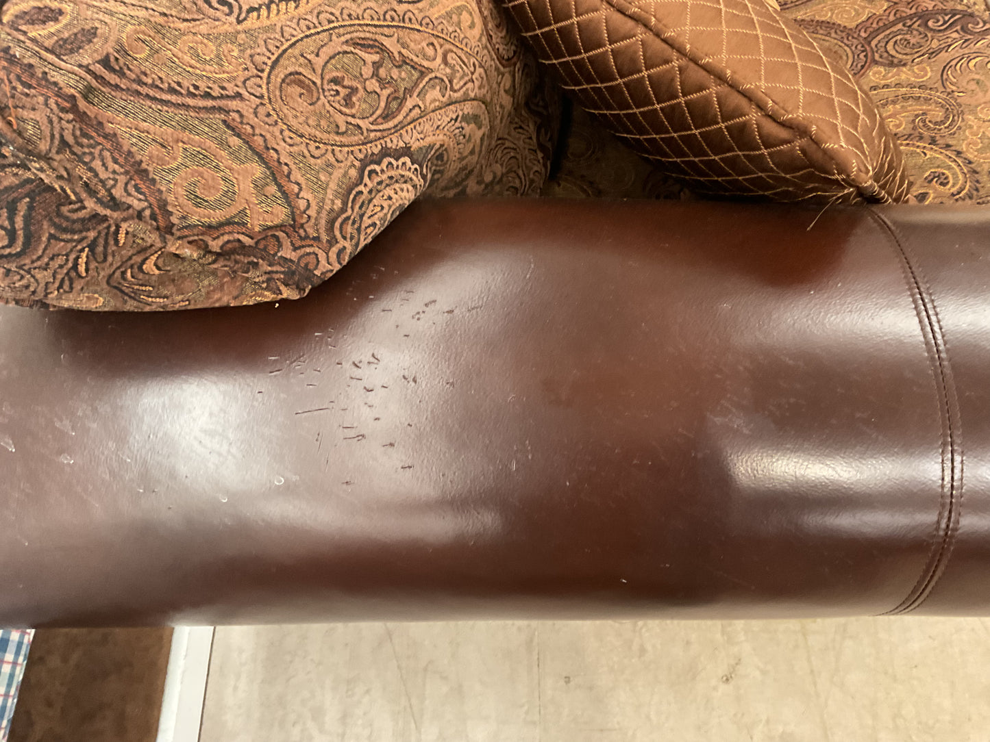 Brown Leather & Fabric Sofa