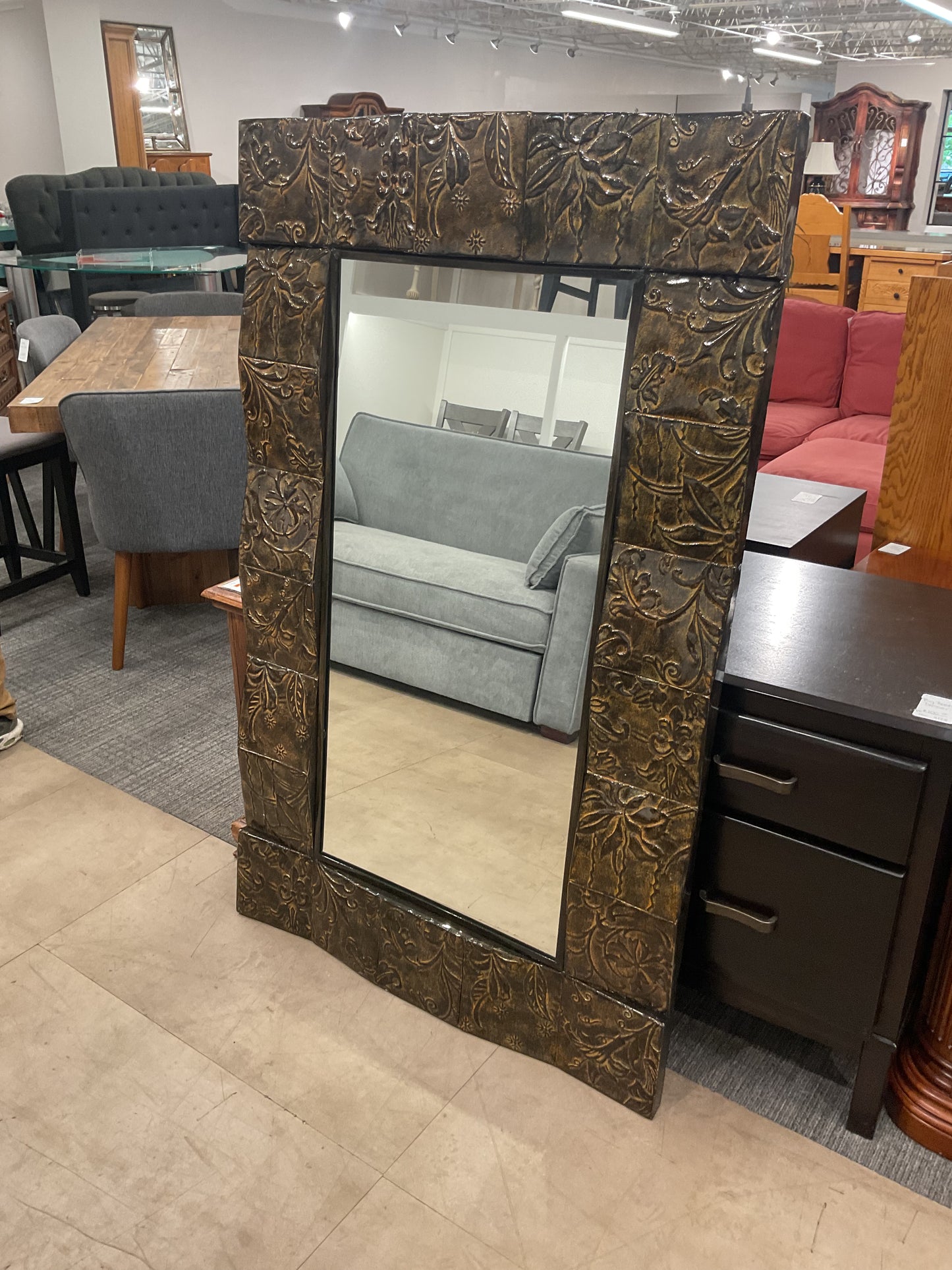 Large Ornate Bronze Mirror