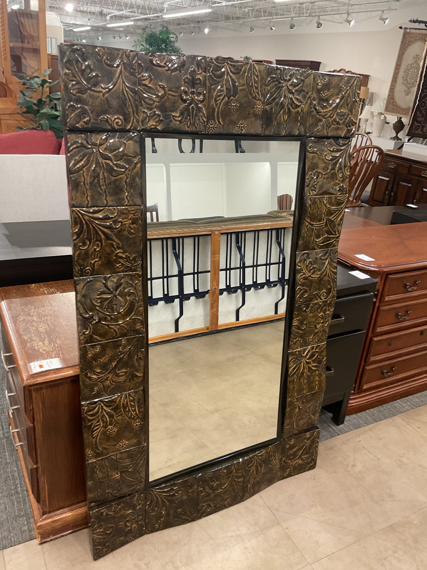 Large Ornate Bronze Mirror