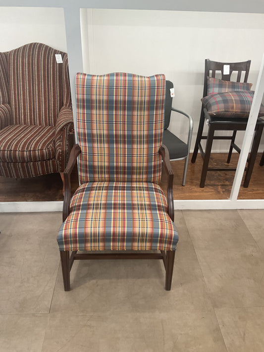 Plaid Upholstered Armchair