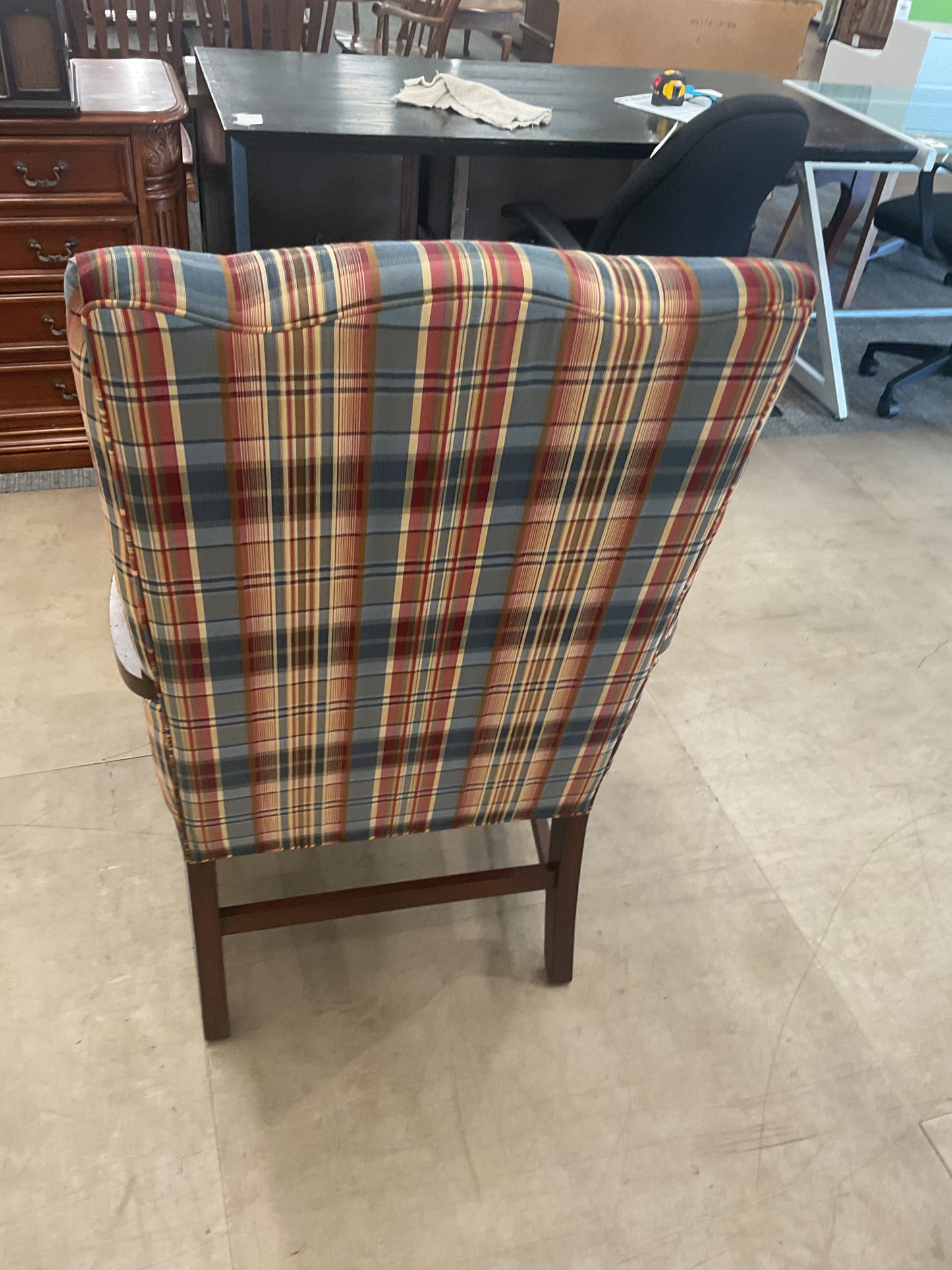 Plaid Upholstered Armchair