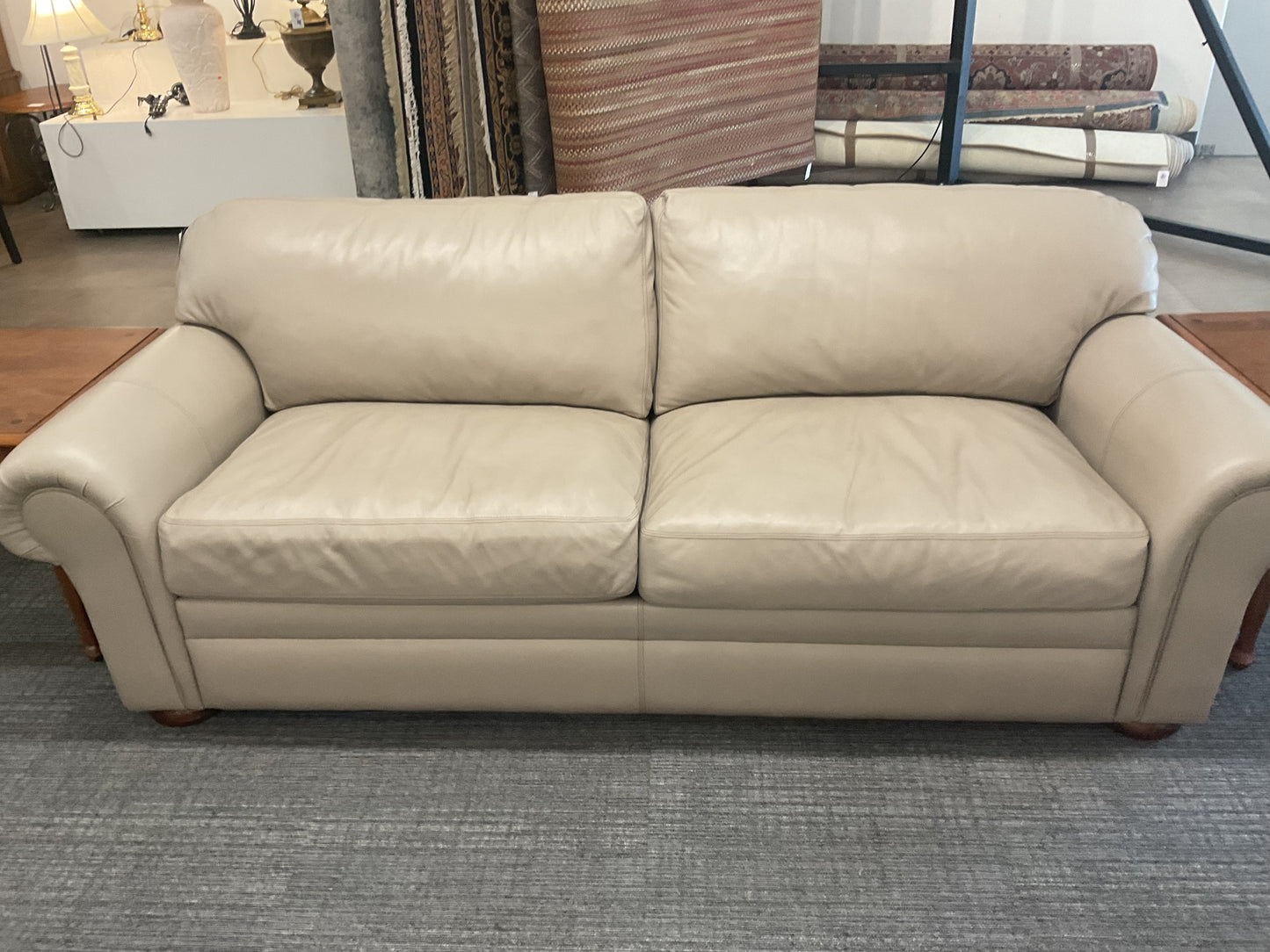 Comfy Beige Leather Sofa
