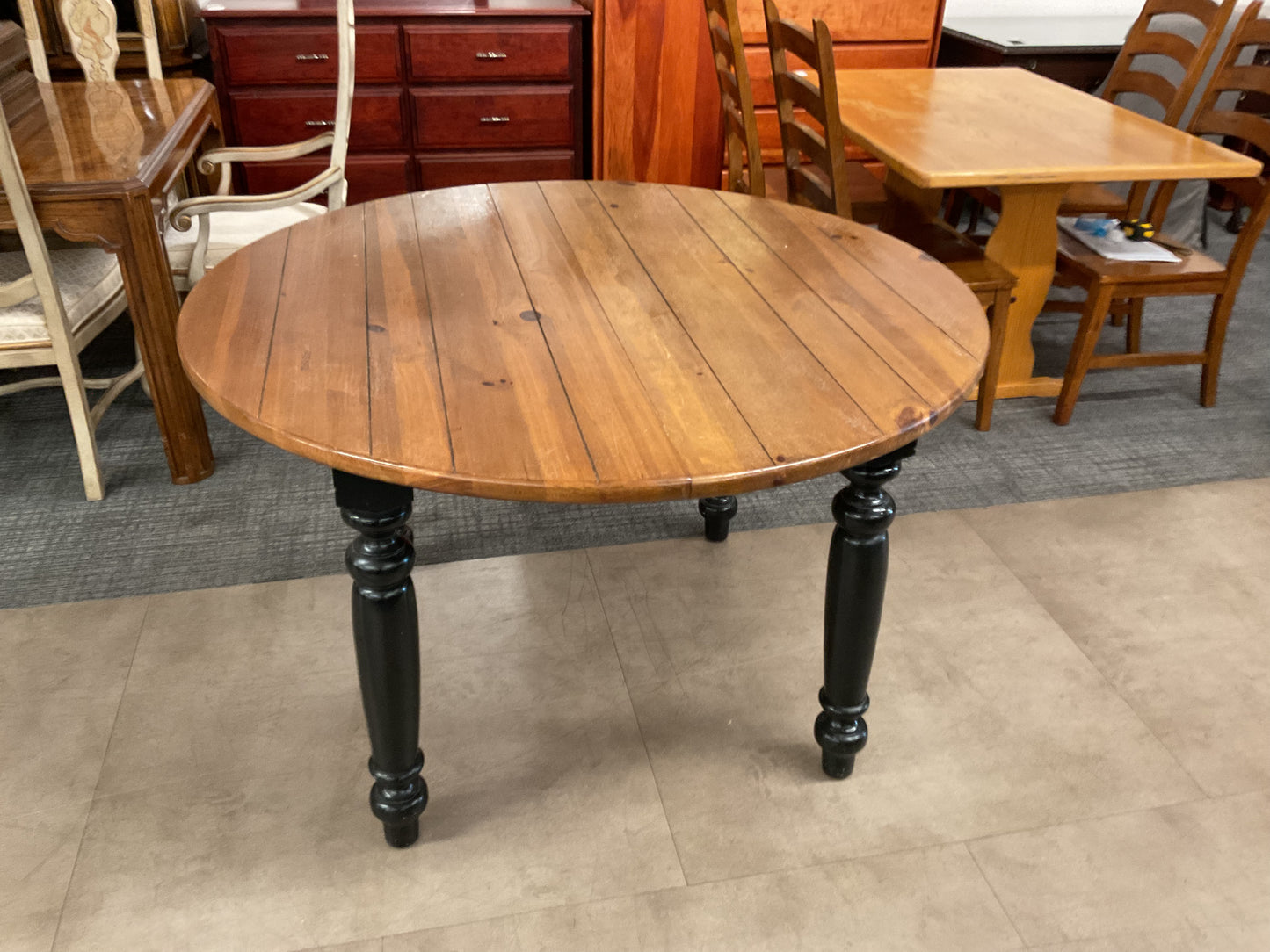 Round Dining Table W/Black Legs