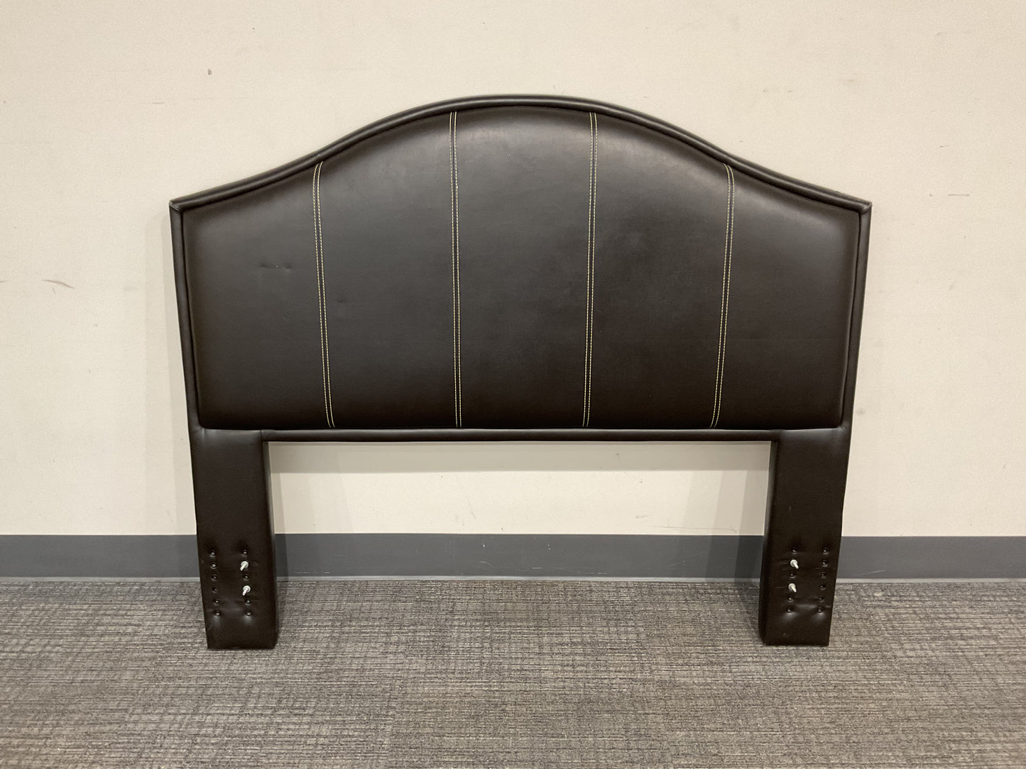 Dark Faux Leather Queen Headboard (B003)