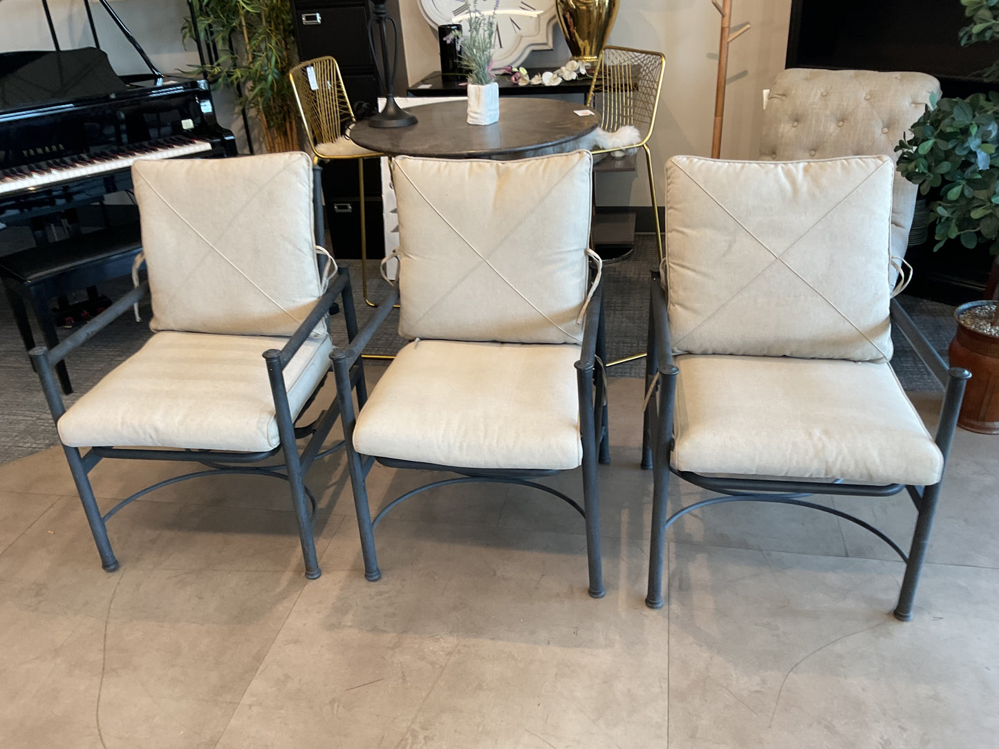 Metal Patio Chair & Cushion Trio