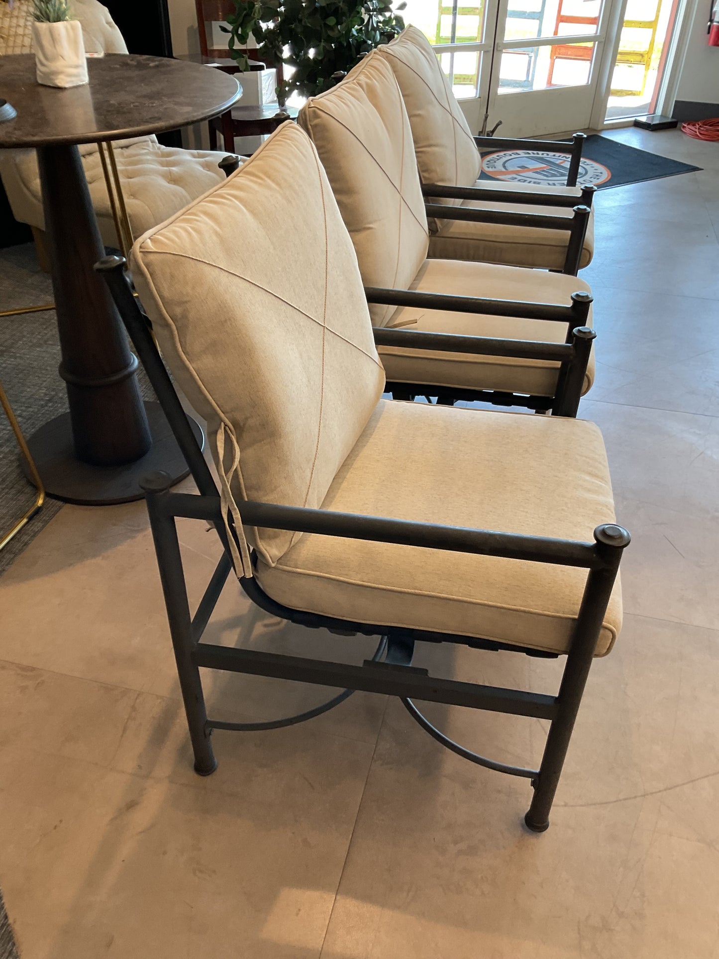 Metal Patio Chair & Cushion Trio