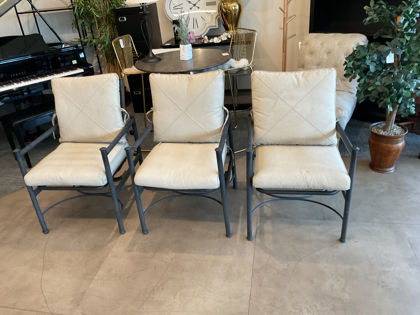 Metal Patio Chair & Cushion Trio