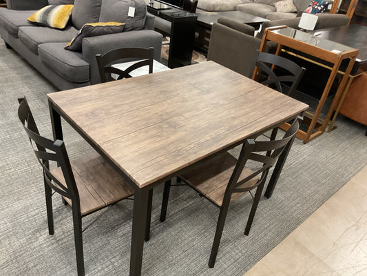 5-Piece Wood and Metal Dining Set