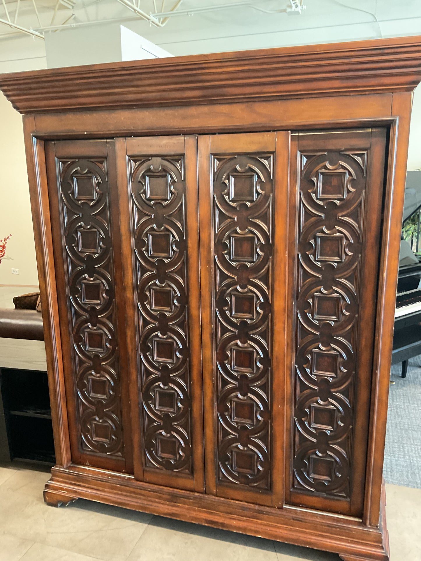 Large Carved Wood Armoire