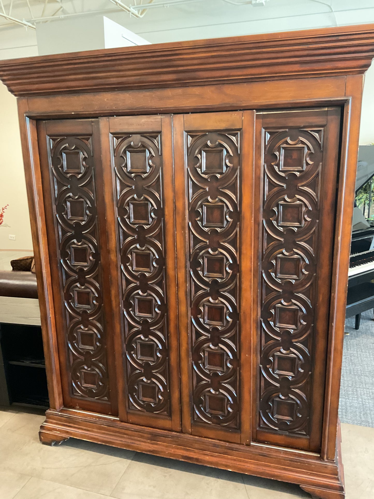 Large Carved Wood Armoire