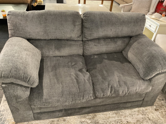 Gray Textured Fabric Loveseat