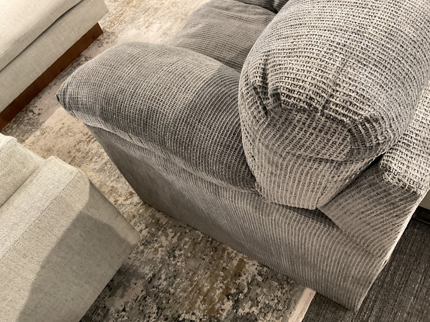 Gray Textured Fabric Loveseat