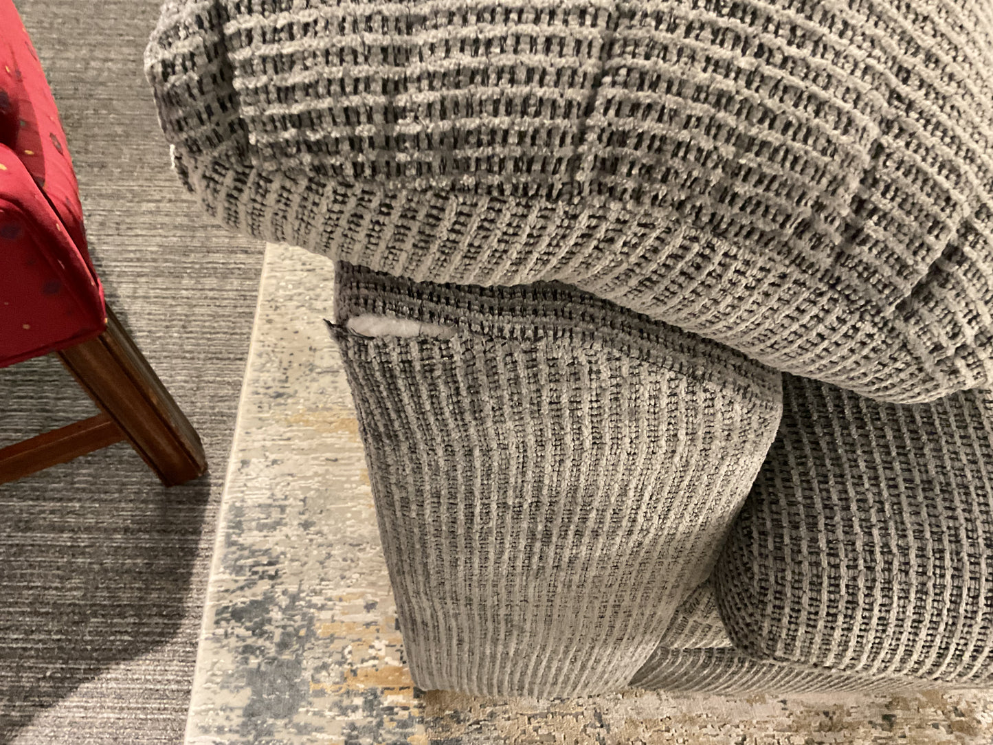 Gray Textured Fabric Loveseat
