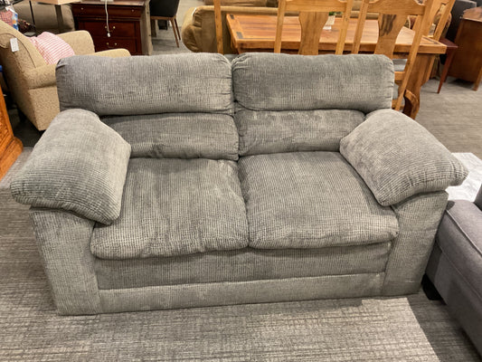 Textured Gray Fabric Loveseat