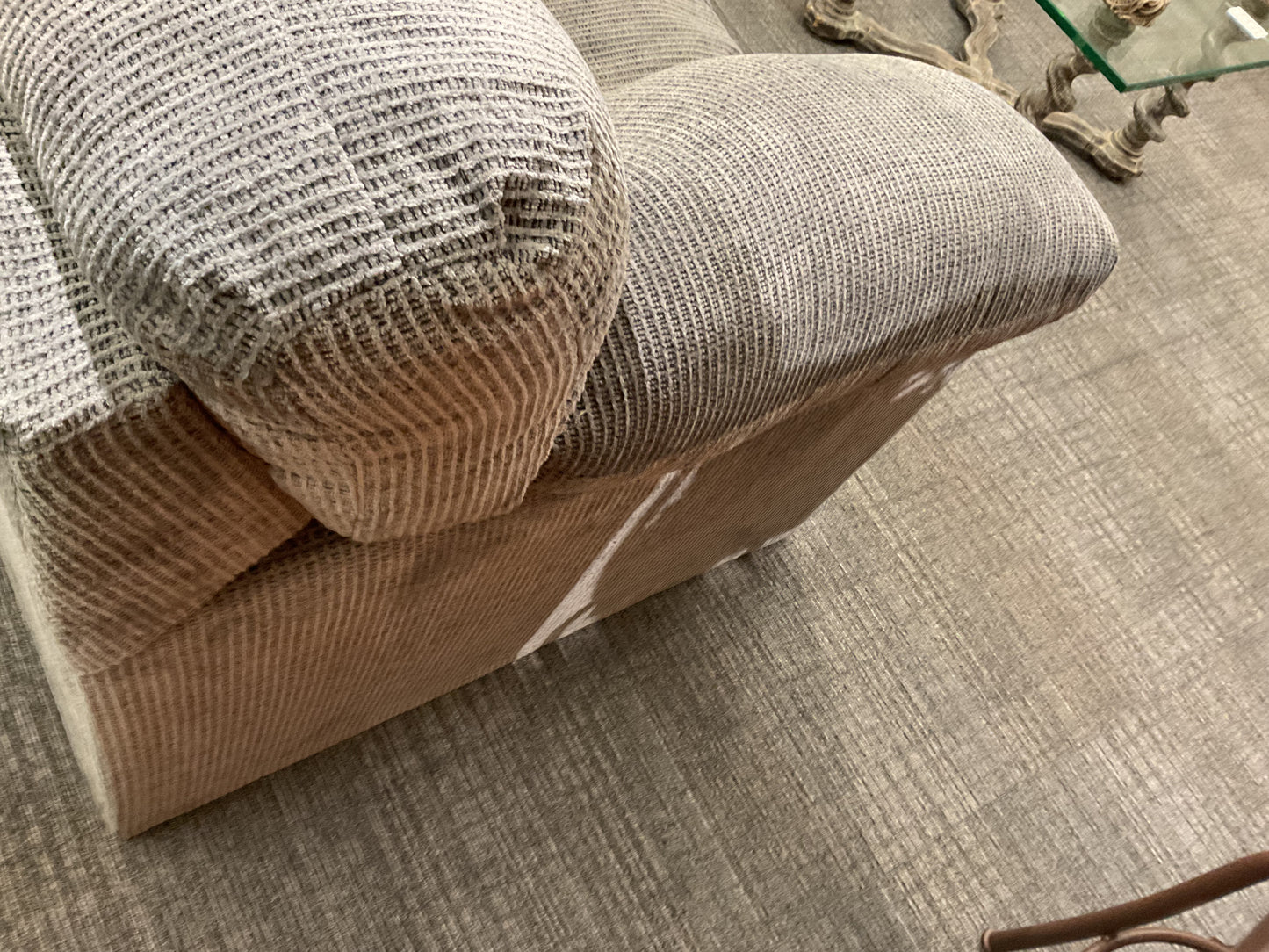 Textured Gray Fabric Loveseat