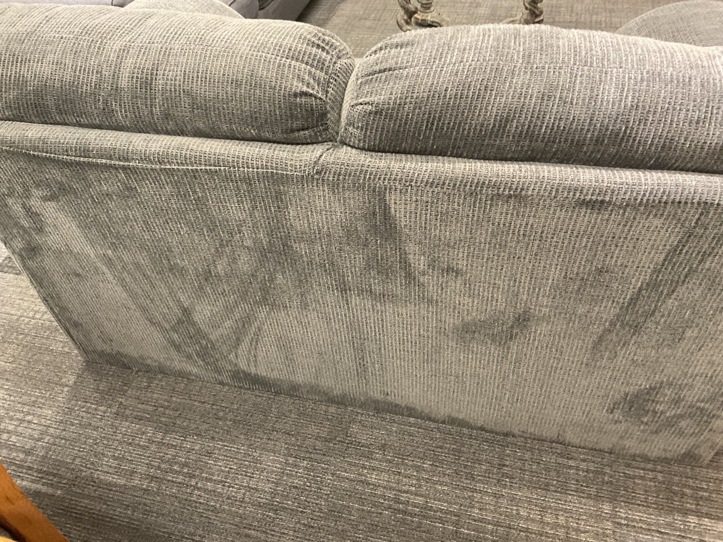 Textured Gray Fabric Loveseat