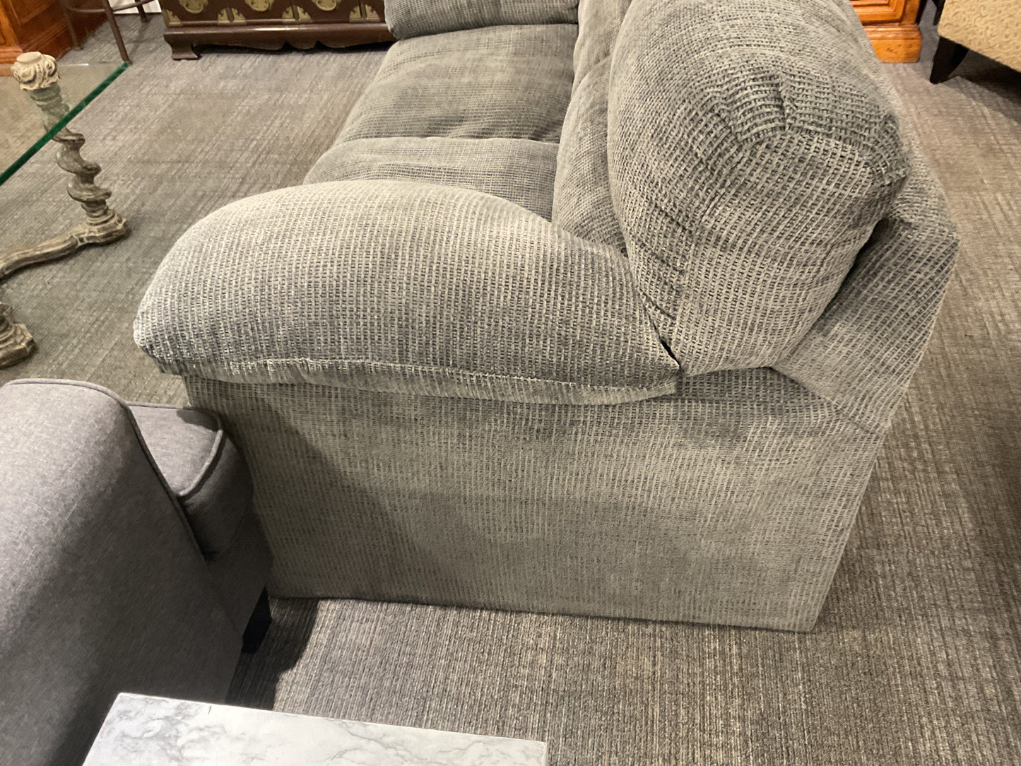 Textured Gray Fabric Loveseat