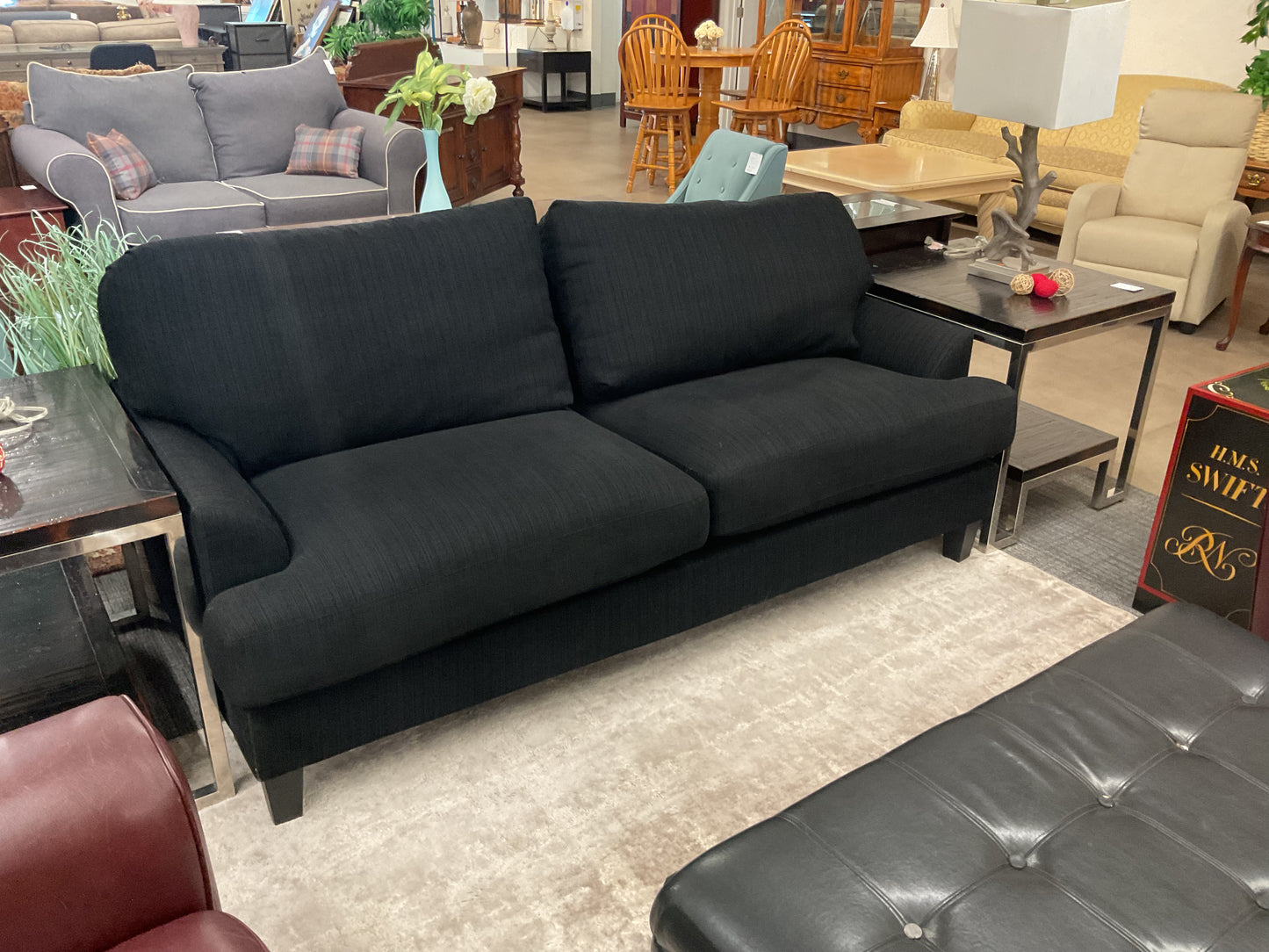 Black Textured Fabric Sofa