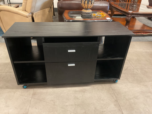 Black Wood Grain TV Console W/Drawers