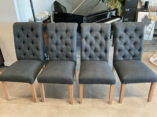 Grey Tufted Fabric Dining Chair Set