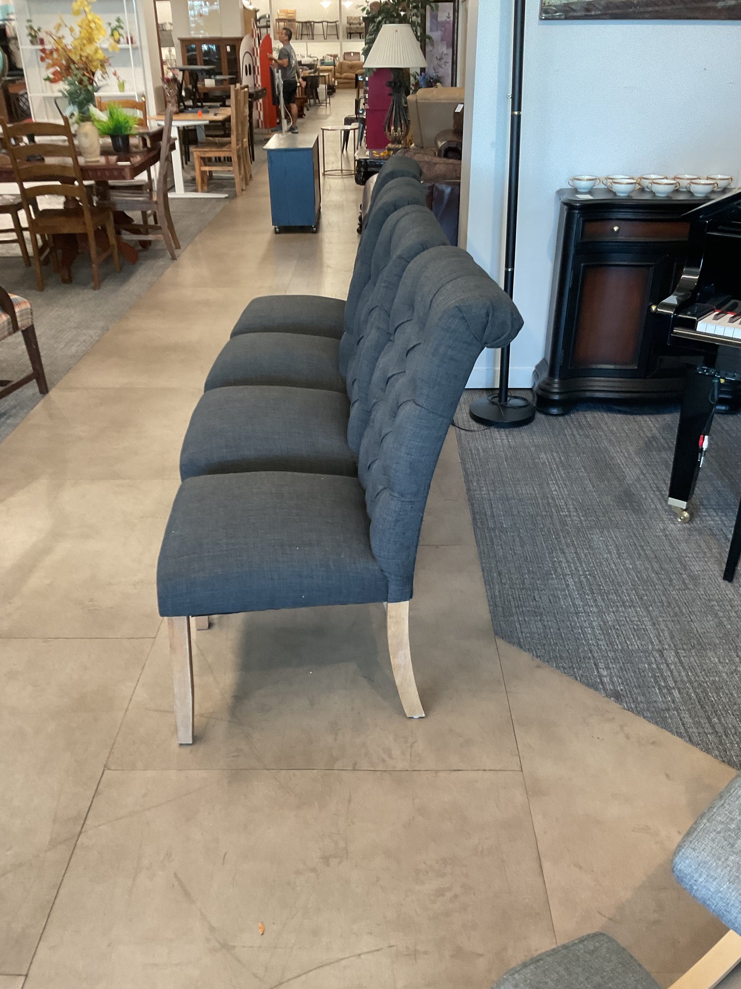 Grey Tufted Fabric Dining Chair Set