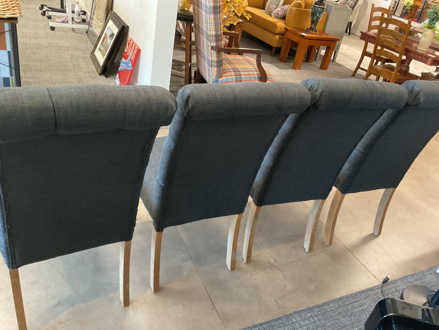 Grey Tufted Fabric Dining Chair Set