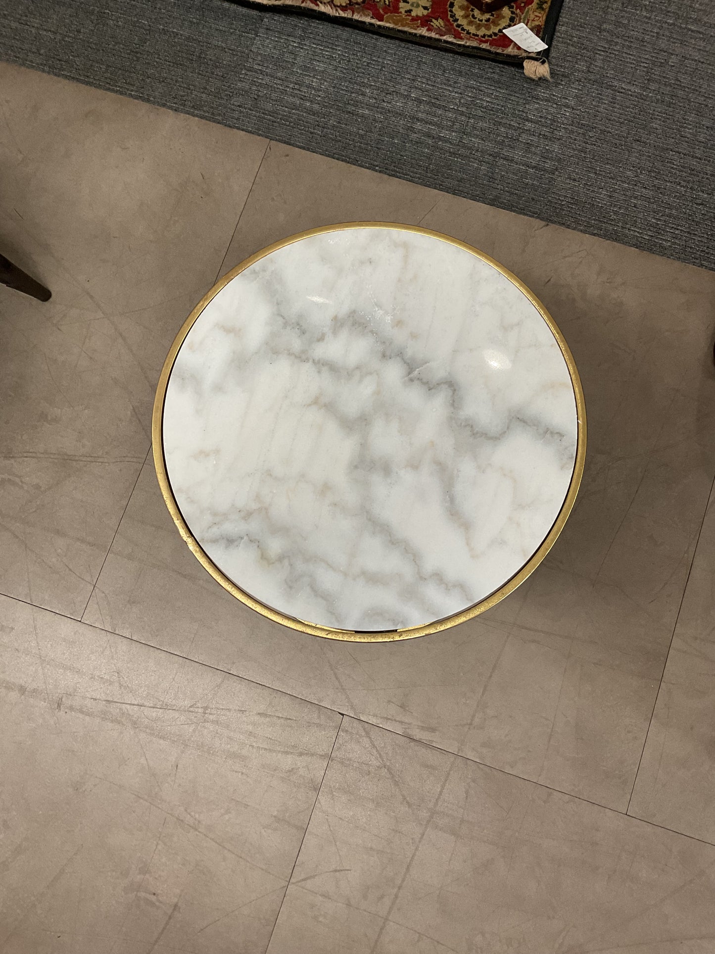Round Marble & Gold Metal Side Table