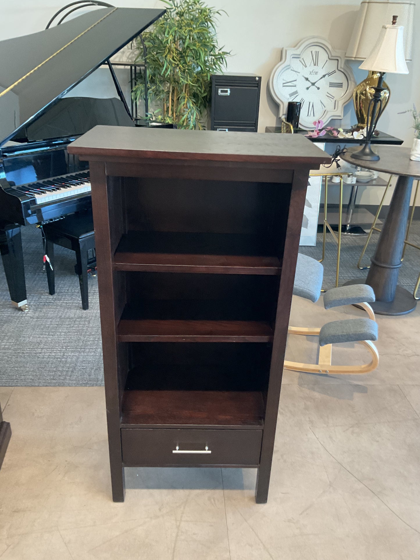Dark Wood Bookshelf W/Drawer