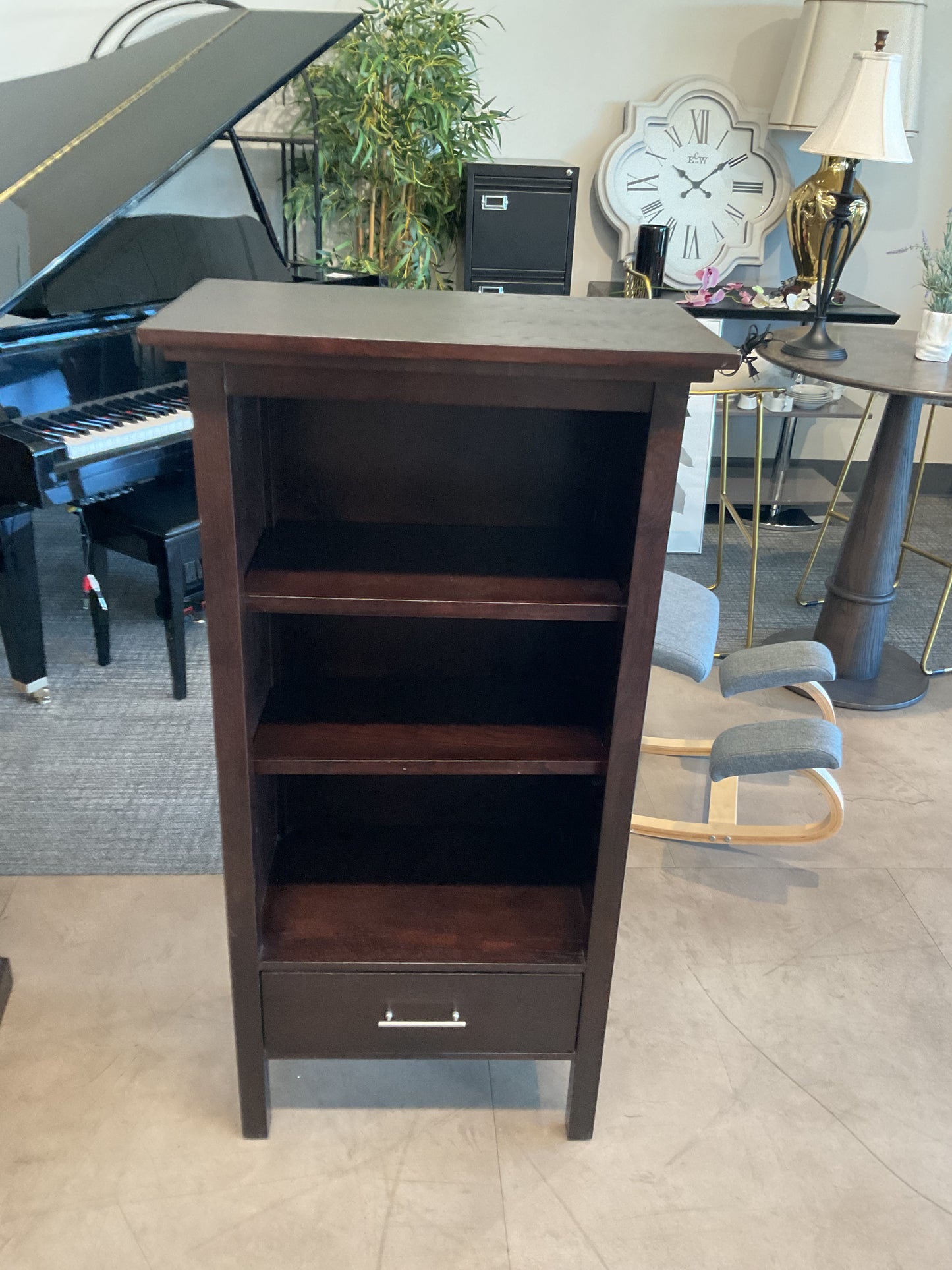 Dark Wood Bookshelf W/Drawer