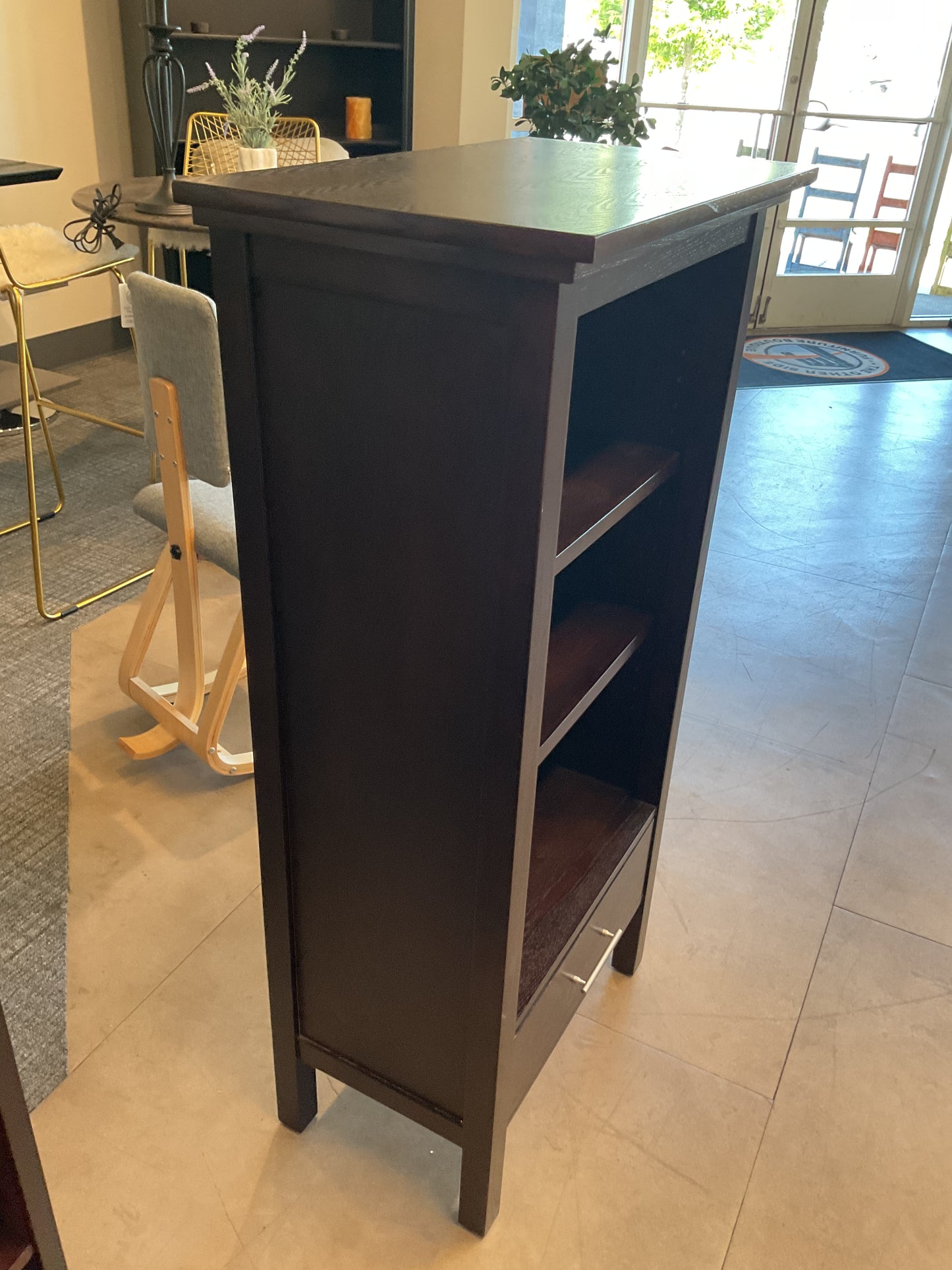 Dark Wood Bookshelf W/Drawer