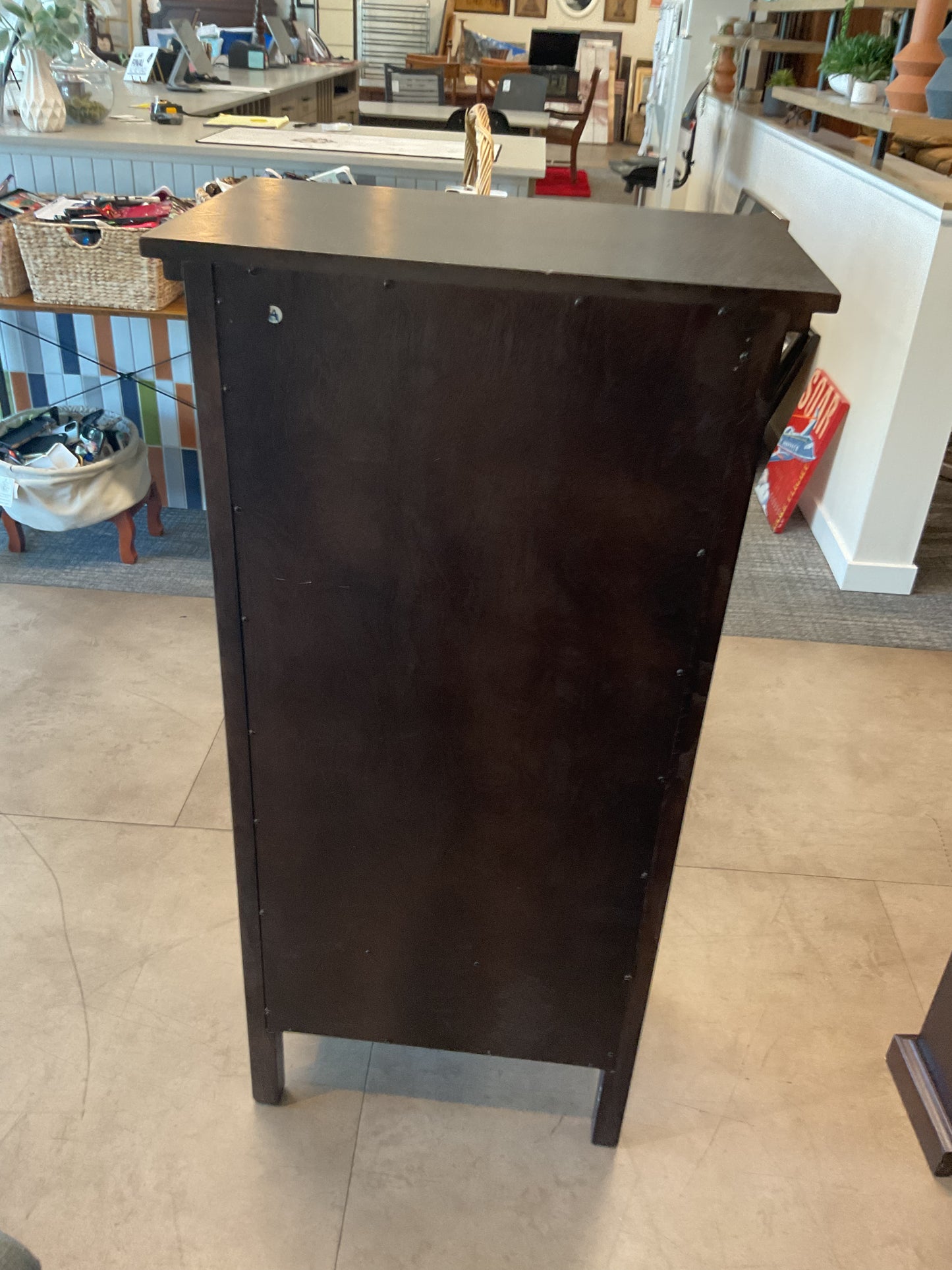 Dark Wood Bookshelf W/Drawer