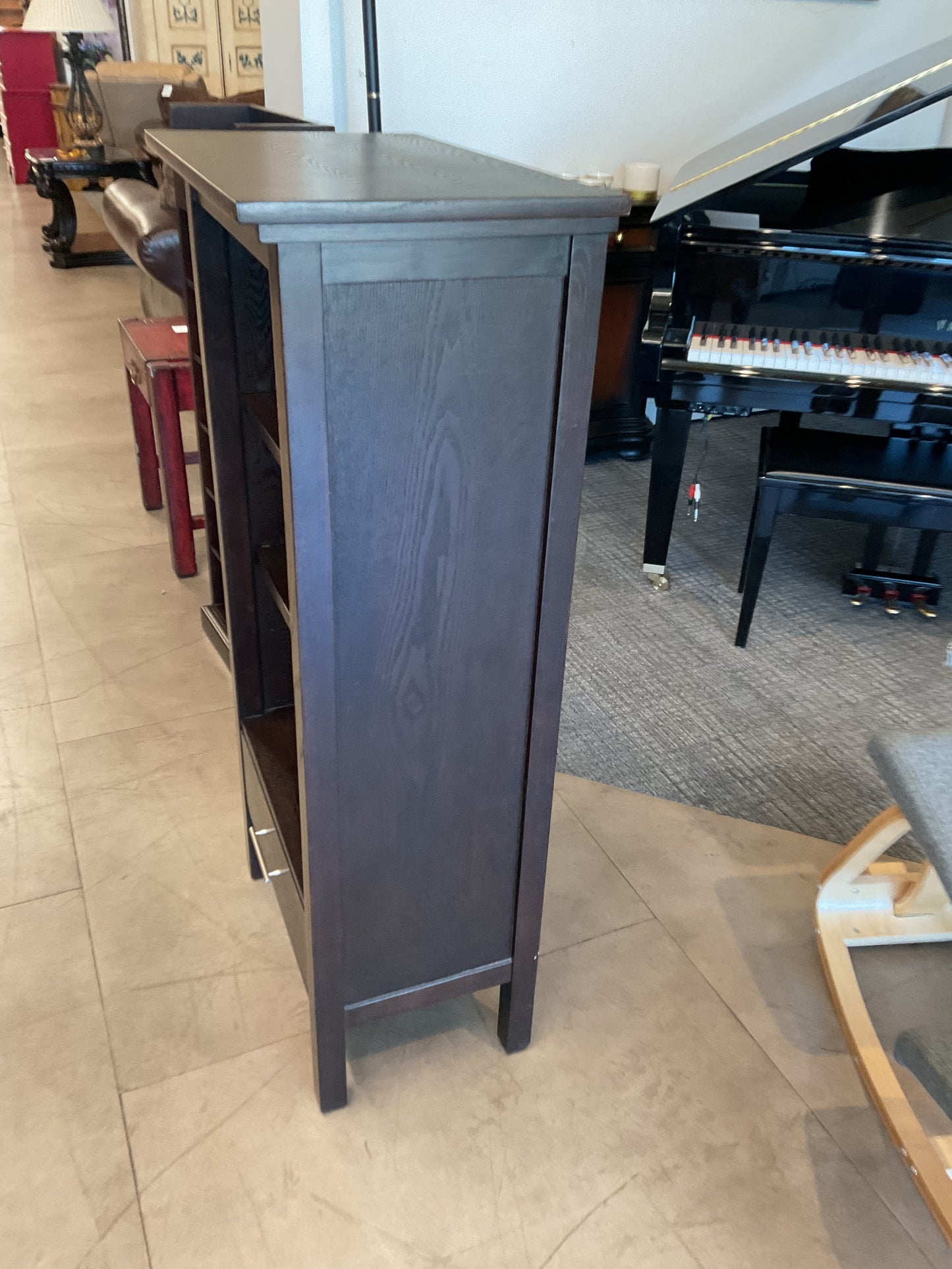 Dark Wood Bookshelf W/Drawer
