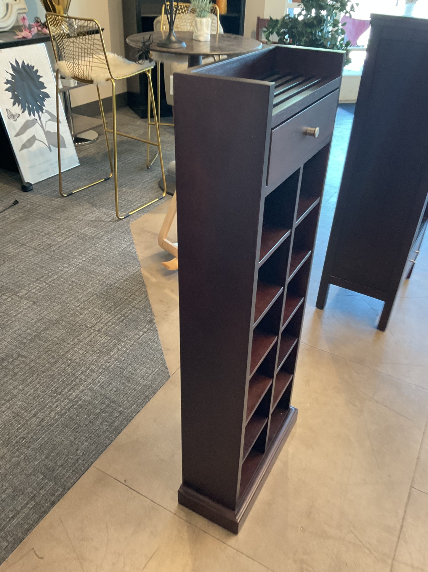 Espresso Media Storage Tower W/Drawer