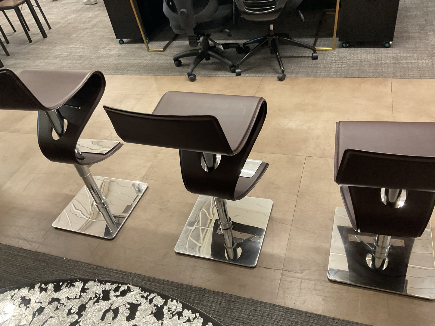 Modern Brown Adjustable Bar Stool Trio