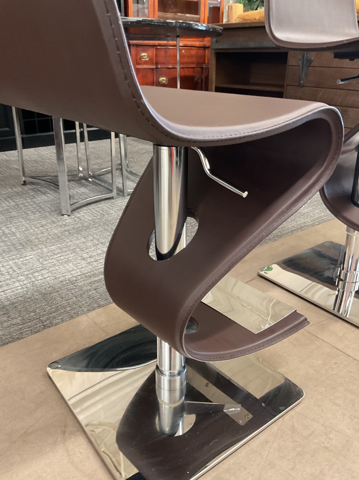 Modern Brown Adjustable Bar Stool Trio
