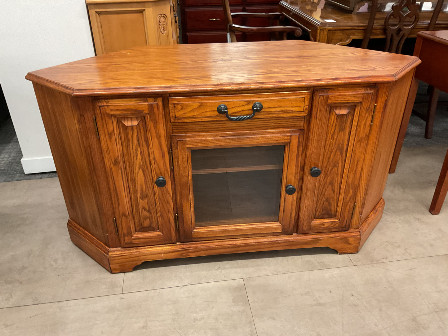 Oak Corner TV Stand Media Console