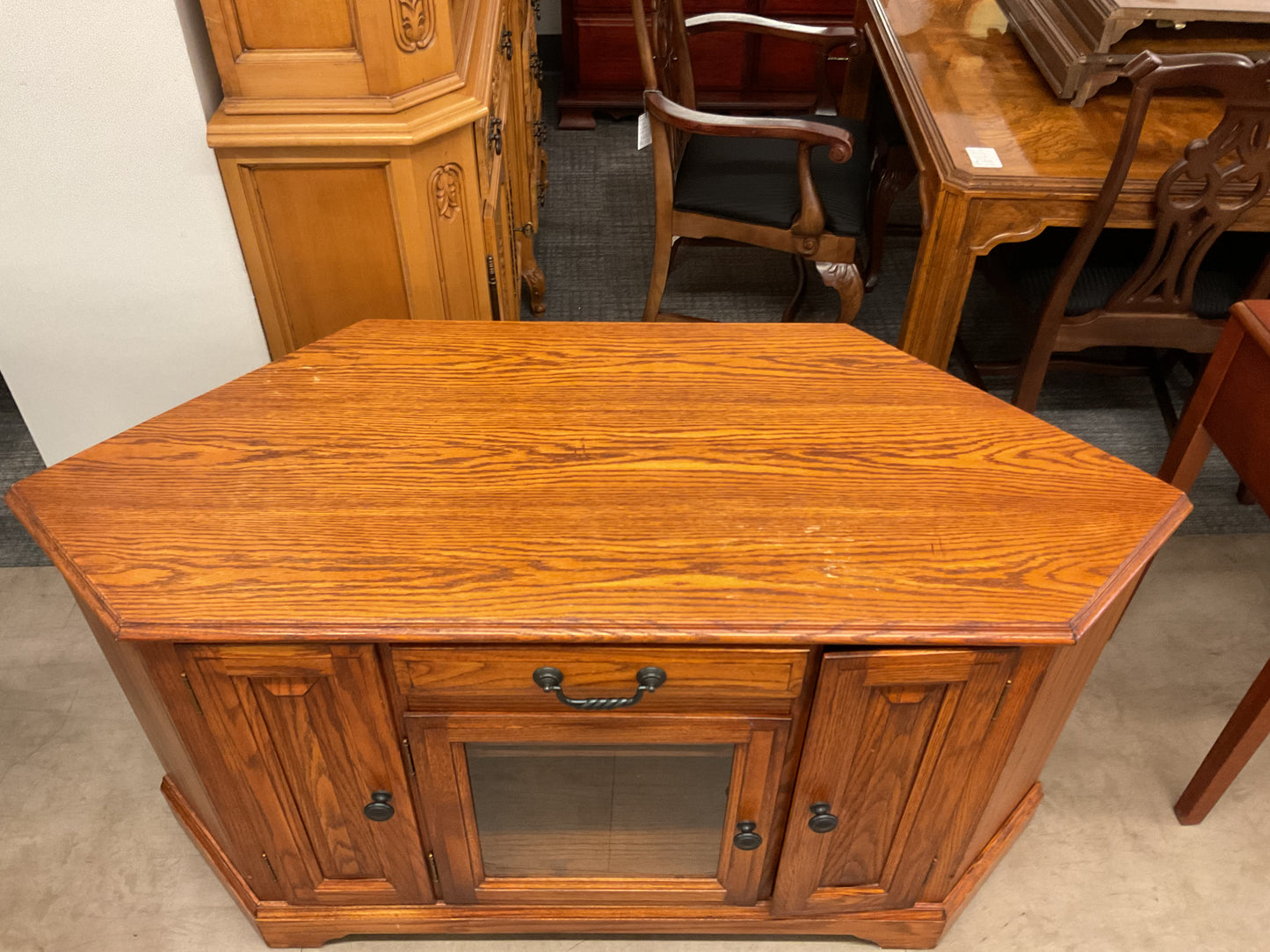 Oak Corner TV Stand Media Console